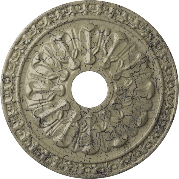 Ekena Millwork Warsaw Ceiling Medallion (Canopies up to 3 1/2"), 18"OD x 3 1/2"ID x 1 3/8"P, Castle Stone Crackle CM18WACSC - main